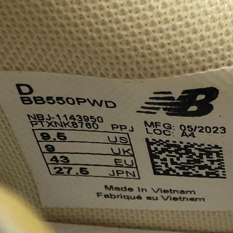 ニューバランス ローカットスニーカー ホワイト メンズ サイズ27.5㎝ BB550PWD New Balance 約27.5cm【AFD4】