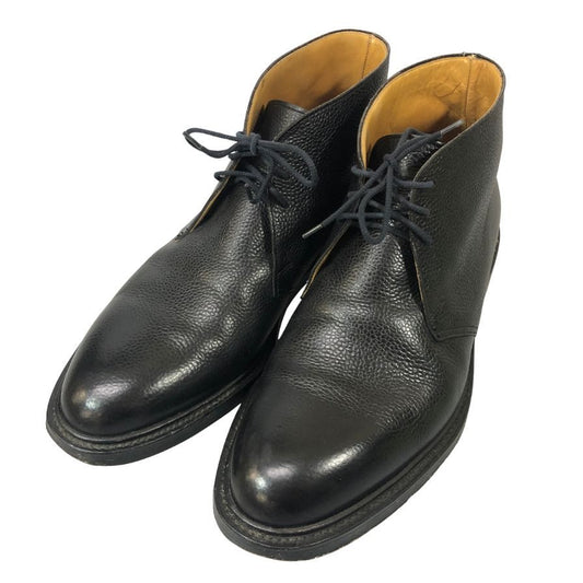クロケット&ジョーンズ チャッカブーツ CHEPSTOW グレインレザー シボレザー サイズ8.5 ブラック メンズ Crockett & Jones 約27.0cm【YB3】