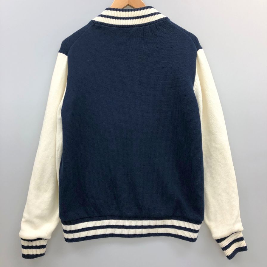 中古■トミーヒルフィガー スタジャン リブ ニットジャケット ブルゾン アップリケ ワッペン ネイビー メンズ サイズL TOMMY HILFIGER 【AFB18】