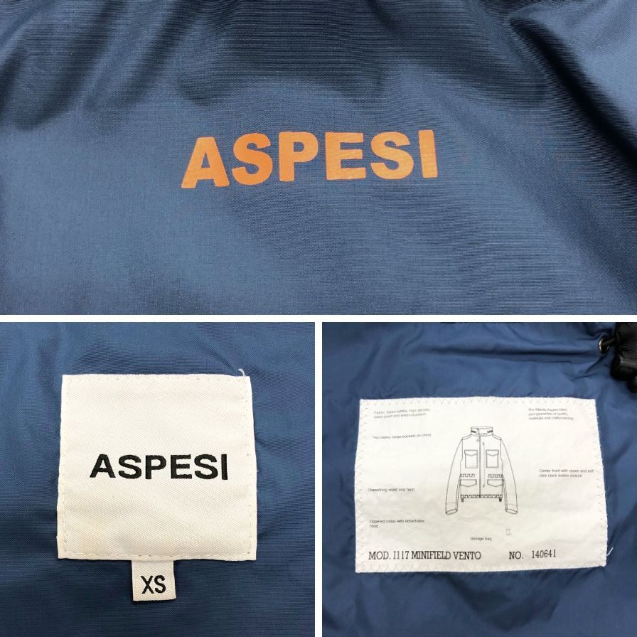 中古◆アスペジ ジャケット MINIFIELD VENT M65 ミリタリー ナイロン メンズ ブルー サイズ XS ASPESI 【AFB37】