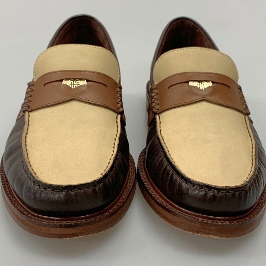 コールハーン レザーシューズ C37771 クラシックス ピンチ ペニーローファー ブラウンアイボリーコンビ US8 COLE HAAN 約26.0cm【AFD13】