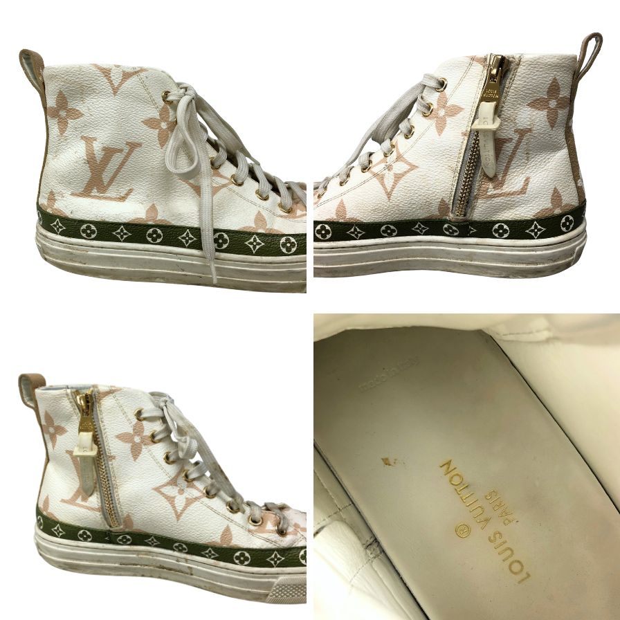 ルイヴィトン スニーカー 1A58C ハイカット ビッグモノグラム  サイドジップ ホワイト サイズ36.5 レディース LOUIS VUITTON 約23.0cm【AFC41】