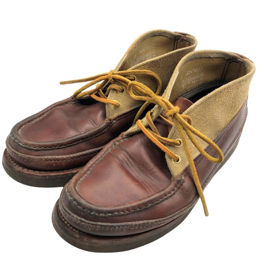 ラッセルモカシン チャッカブーツ スポーティングクレー スエード レザー 切替 2トーン ブラウン ベージュ メンズ サイズ US7B RUSSELL MOCCASIN 約25.0cm【AFC7】