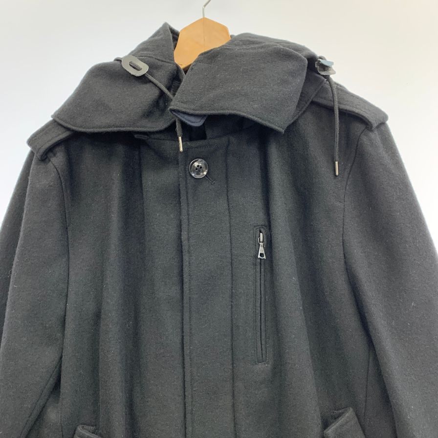 中古◆キャサリンハムネットロンドン キルティングライナー付  ウールコート ブラック メンズL Katharine Hamnett LONDON 【AFF23】