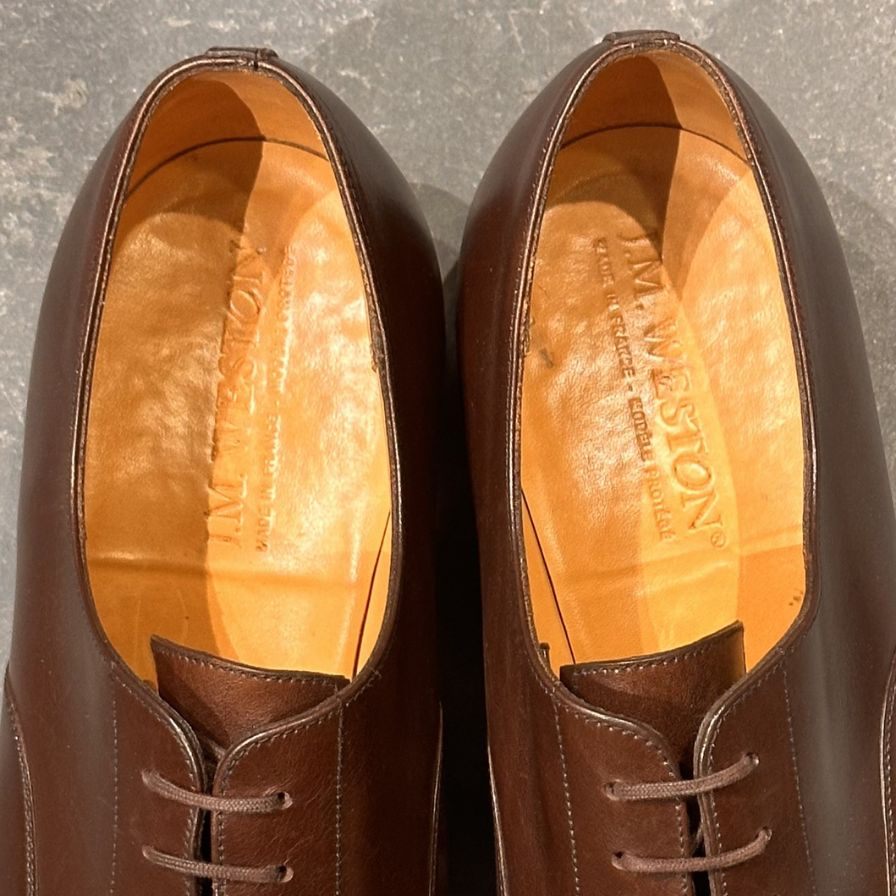 ジェイエムウエストン レザーシューズ ストレートチップ 300 カーフ ブラウン サイズ9E  J.M.WESTON ビジネスシューズ 約27.5cm【LA】【中古】