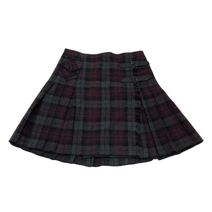 ドルチェ＆ガッバーナ ニットスカート チェック柄 レディース サイズ36 レッド×ブラック Dolce & Gabbana【AFB34】