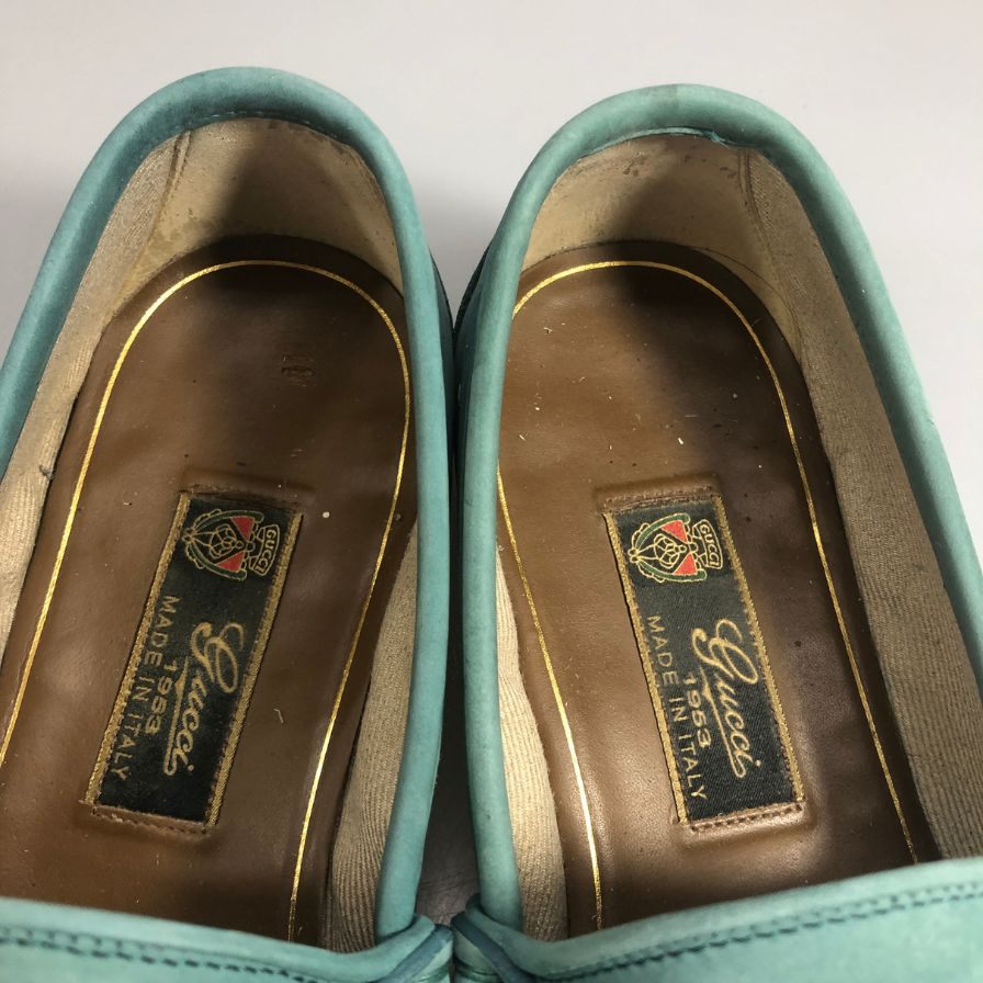 グッチ レザーシューズ ビットローファー ヌバック1953コレクション イタリア製 メンズ サイズ6.5 グリーン系 GUCCI 約25.5cm【AFD3】
