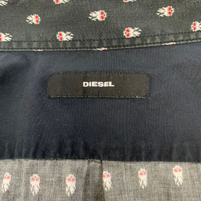 中古◆ディーゼル 長袖シャツ ドクロ 総柄 デザイン コットン ブラック メンズ サイズS DIESEL 【AFB16】