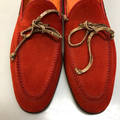 サントーニ スリッポン 9517 スエード モカシン Uチップ レッド サイズUK8 Santoni 約26.5cm【AFC5】