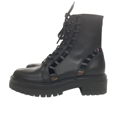 ジャンヴィトロッシ ショートブーツ カットアウト ブラック レザー レディース サイズ35.5 Gianvito Rossi 約22.5cm【AFD9】