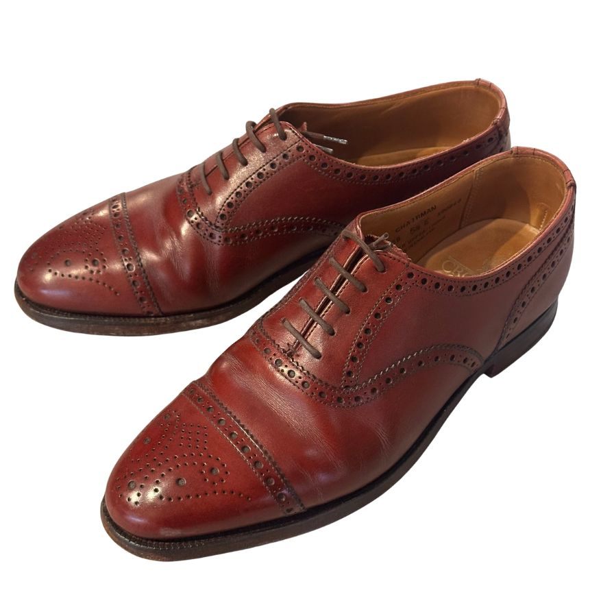クロケット＆ジョーンズ チェアマン セミブローグ 236ラスト バーガンディ サイズUK5.5E メンズ CROCKETT&JONES ビジネスシューズ 約24.0cm【LA】【中古】