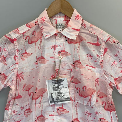 新品同様◆エンジニアードガーメンツ アロハシャツ 半袖 総柄  ピンク レディースサイズ0 ENGINEERED GARMENTS 【AFB33】