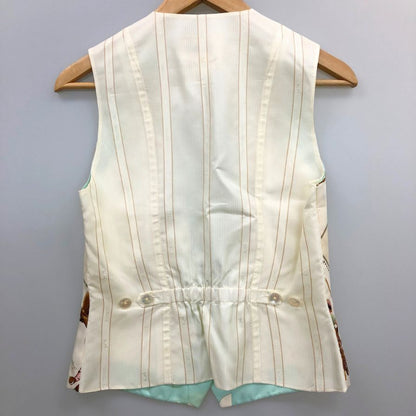 中古◆エルメス ベスト スカーフ 総柄 ジレ デザイン マルジェラ期 90s 90年代 ホワイト レディース サイズ38 HEMRES 【AFB8】