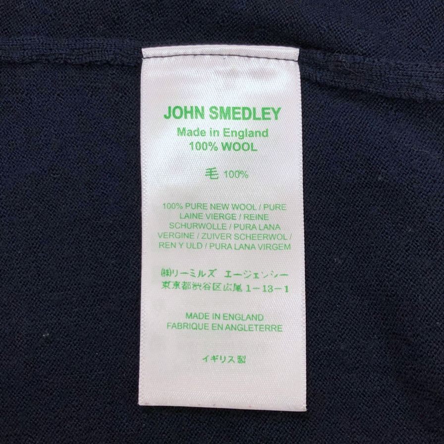 中古◆ジョンスメドレー セーター クルーネック ニット ウール 薄手 バイカラー 2トーン 切替 ネイビー メンズ サイズM JOHN SMEDLEY 【AFB9】