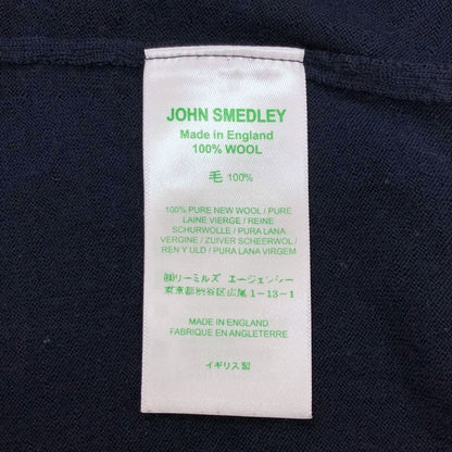 中古◆ジョンスメドレー セーター クルーネック ニット ウール 薄手 バイカラー 2トーン 切替 ネイビー メンズ サイズM JOHN SMEDLEY 【AFB9】