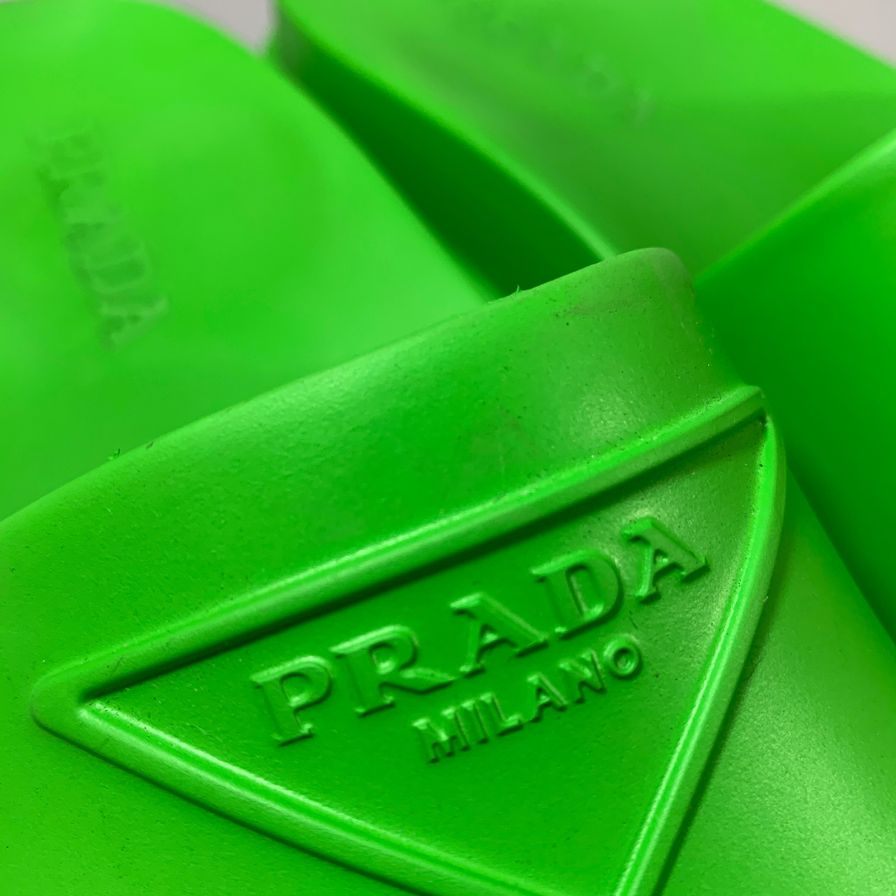 プラダ ラバー サンダル スライド グリーン 40 メンズ PRADA 約25.5cm【AFC30】