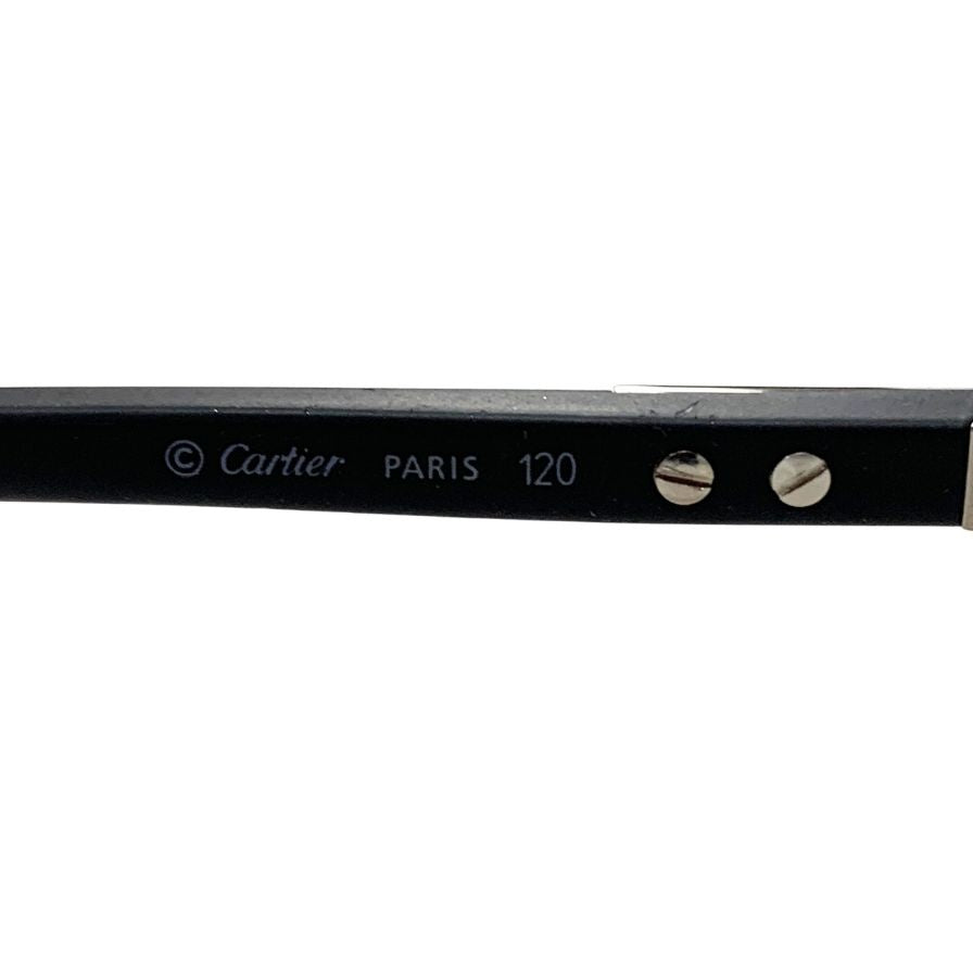 カルティエ メガネ スチール スクエアフレーム 59□18 度付き ユニセックス シルバー×ブラック Cartier【AFI4】