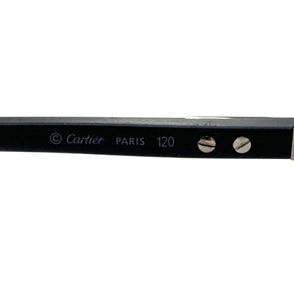 カルティエ メガネ スチール スクエアフレーム 59□18 度付き ユニセックス シルバー×ブラック Cartier【AFI4】
