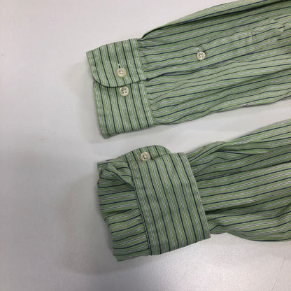 中古◆ラルフローレン ボタンダウンシャツ 90S ストライプ グリーン×パープル メンズ サイズM Ralph Lauren 【AFB29】