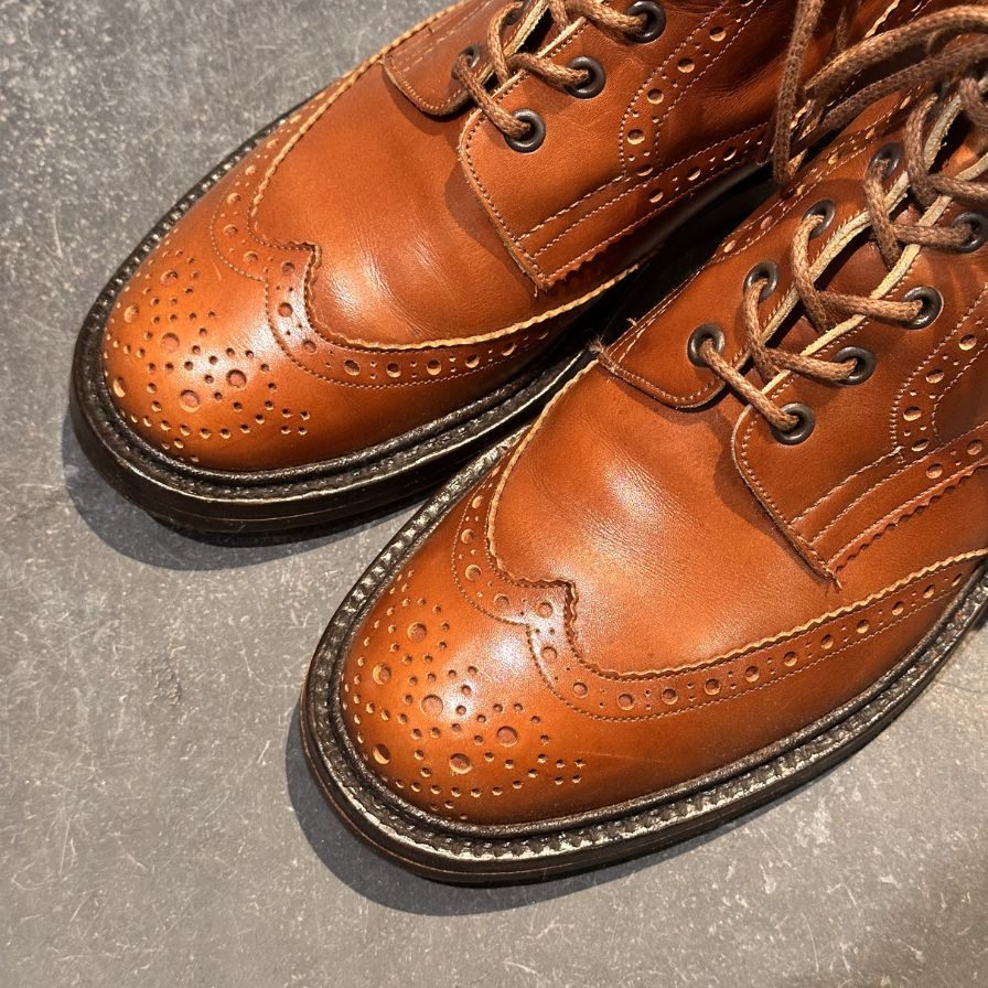 トリッカーズ カントリーブーツ M5634  ストウ カーフ アイボリー メンズ  サイズUK8.5 Tricker's ブーツ 約27.0cm【LA】【中古】