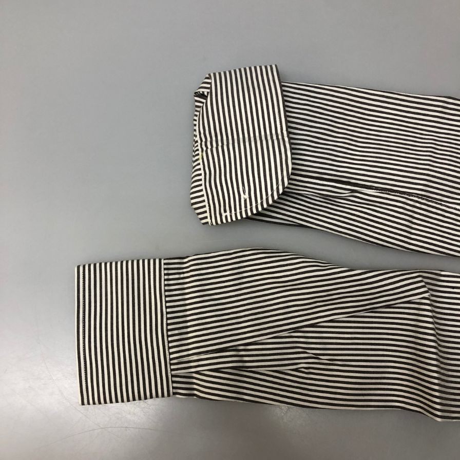 新品同様◆インディビジュアライズドシャツ ストライプシャツ MADE IN USA メンズ サイズ 15ハーフ グレー＆ホワイト INDIVIDUALIZED SHIRTS 【AFB14】