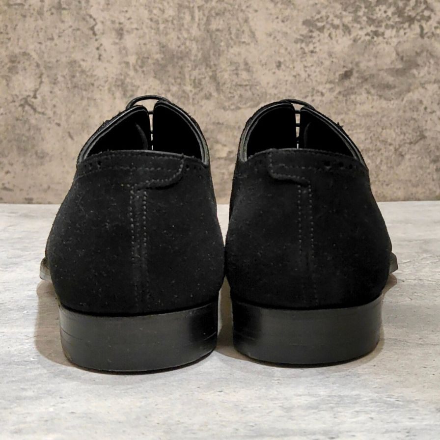 クロケット＆ジョーンズ ポールスミス別注 パンチドキャップトゥ アデレード スエード ブラック サイズUK7E CROCKETT&JONES スエードシューズ 約25.5cm【LA】【中古】