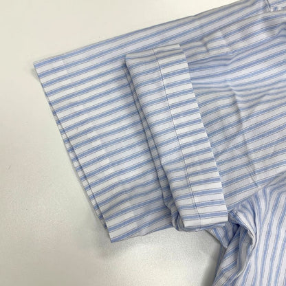 美品◆ブルックスブラザーズ 半袖シャツ ストライプ コットン ボタンダウン ブルー メンズ サイズ15 Brooks Brothers 【AFB30】