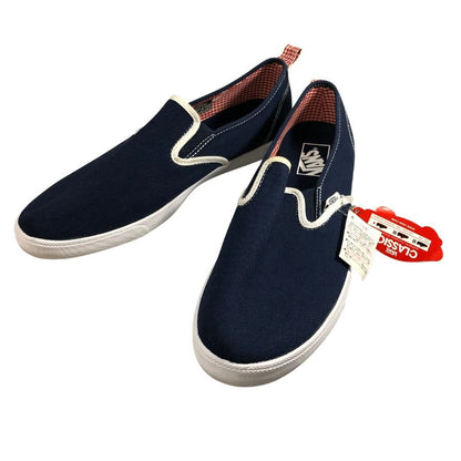 ヴァンズ スリッポン スニーカー スケート刺繍 メンズ サイズ28.5 ネイビー VANS 約28.5cm【PTM】