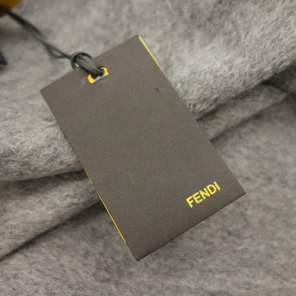 跟新的一样◆芬迪围巾标志刺绣羊绒灰色 FENDI [AFI23] 