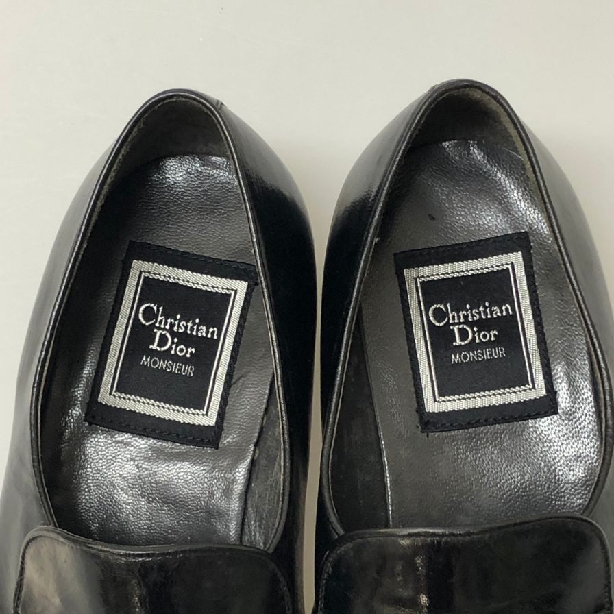 クリスチャンディオール レザー  ローファー ブラック メンズ 日本製 サイズ 39 Christian Dior 約24.5cm【AFD7】