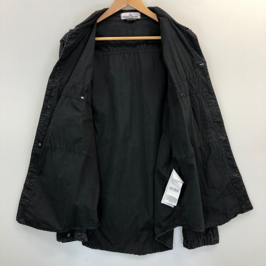 美品◆ストーンアイランド 21SS ガーメントダイ ワークシャツ ブラック メンズ サイズM Stone Island 【AFB18】