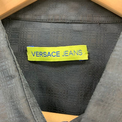 極美品◆ヴェルサーチ ジーンズ 長袖シャツ 柄 メンズ サイズ54 ブラック Versace Jeans 【AFB36】