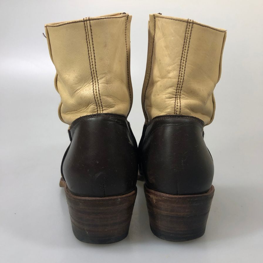 センドラ ウエスタンブーツ サイドジップ コンビ ブラック×ホワイト メンズ サイズUK8 SENDRA 約26.5cm【YB4】