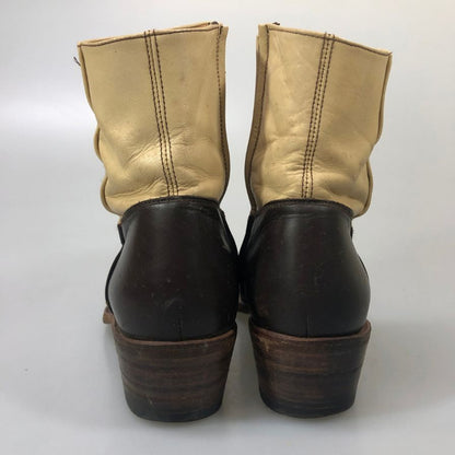 センドラ ウエスタンブーツ サイドジップ コンビ ブラック×ホワイト メンズ サイズUK8 SENDRA 約26.5cm【YB4】