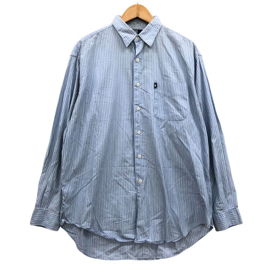 ポロ ラルフローレン シャツ ストライプ ブルー系 ポニータブ メンズ サイズL Polo Ralph Lauren【LA】