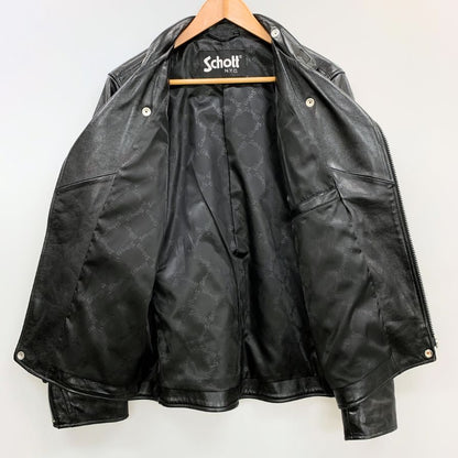 極美品◆ショット ライダースジャケット 3101048 ダブルブレスト シープスキン メンズ ブラック サイズM Schott 【AFG1】
