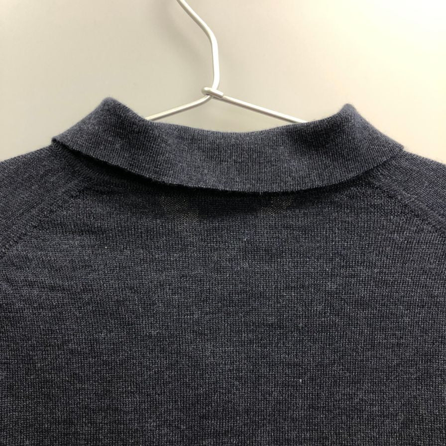 中古■グッチ ニット ポロシャツ 長袖 ウール 100％ ネイビー サイズ L GUCCI 【AFB41】