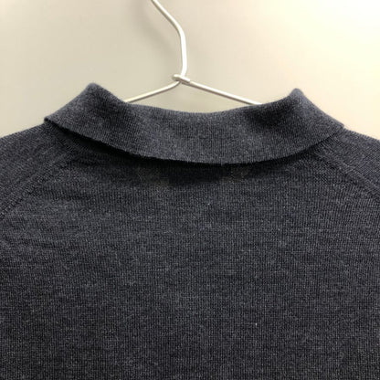 中古■グッチ ニット ポロシャツ 長袖 ウール 100％ ネイビー サイズ L GUCCI 【AFB41】