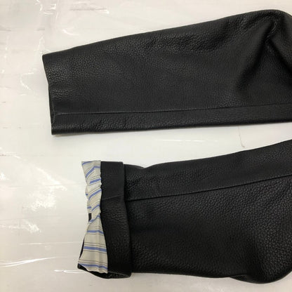 美品◆ブリオーニ ディアスキン クロコパッチ コンビ レザー ジャケット ブラック メンズ サイズ50 BRIONI 【AFA17】