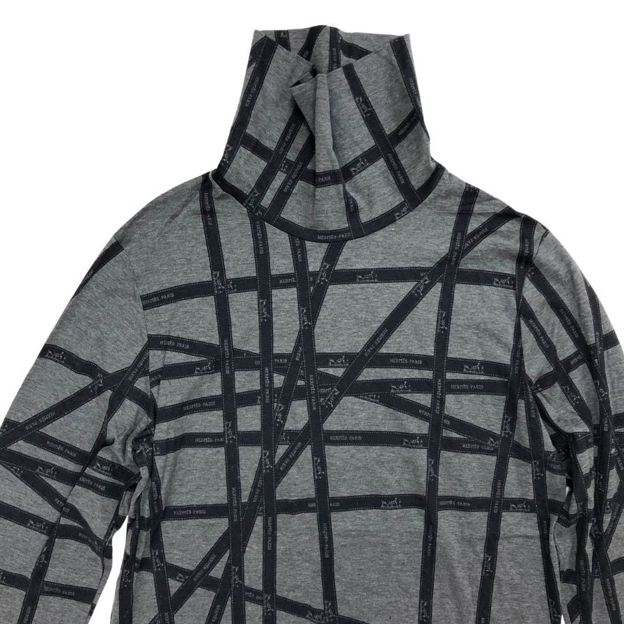 美品◆エルメス マルジェラ期 長袖Tシャツ ハイネック ボルデュック グレー レディース サイズL HERMES 【AFB41】