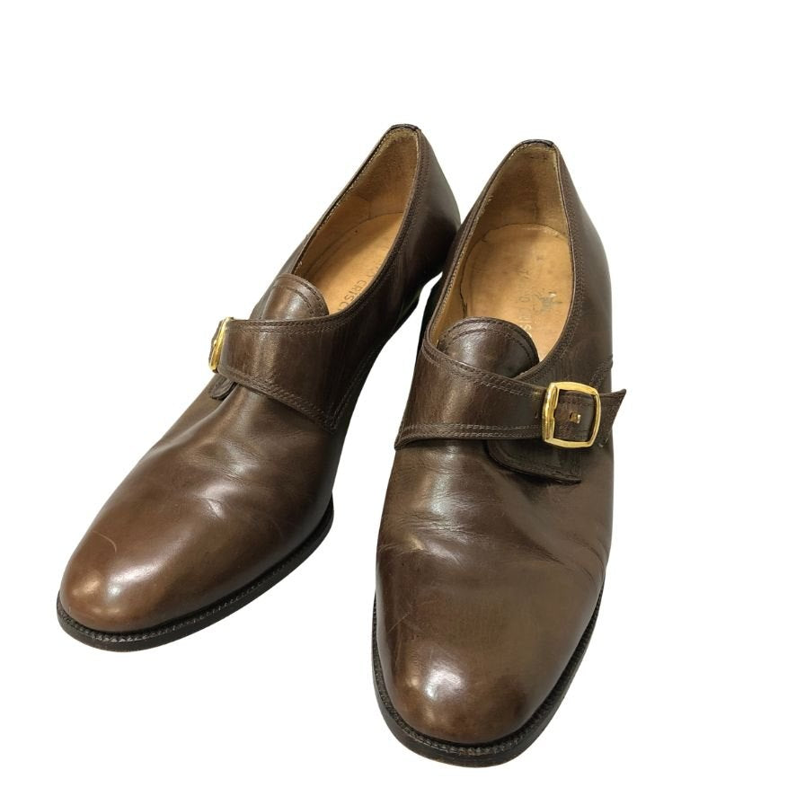 タニノクリスチー ヒールパンプス モンクストラップ ブラウン ゴールド金具 レディース サイズ37B TANINO CRISCI 約24.0cm【AFC31】