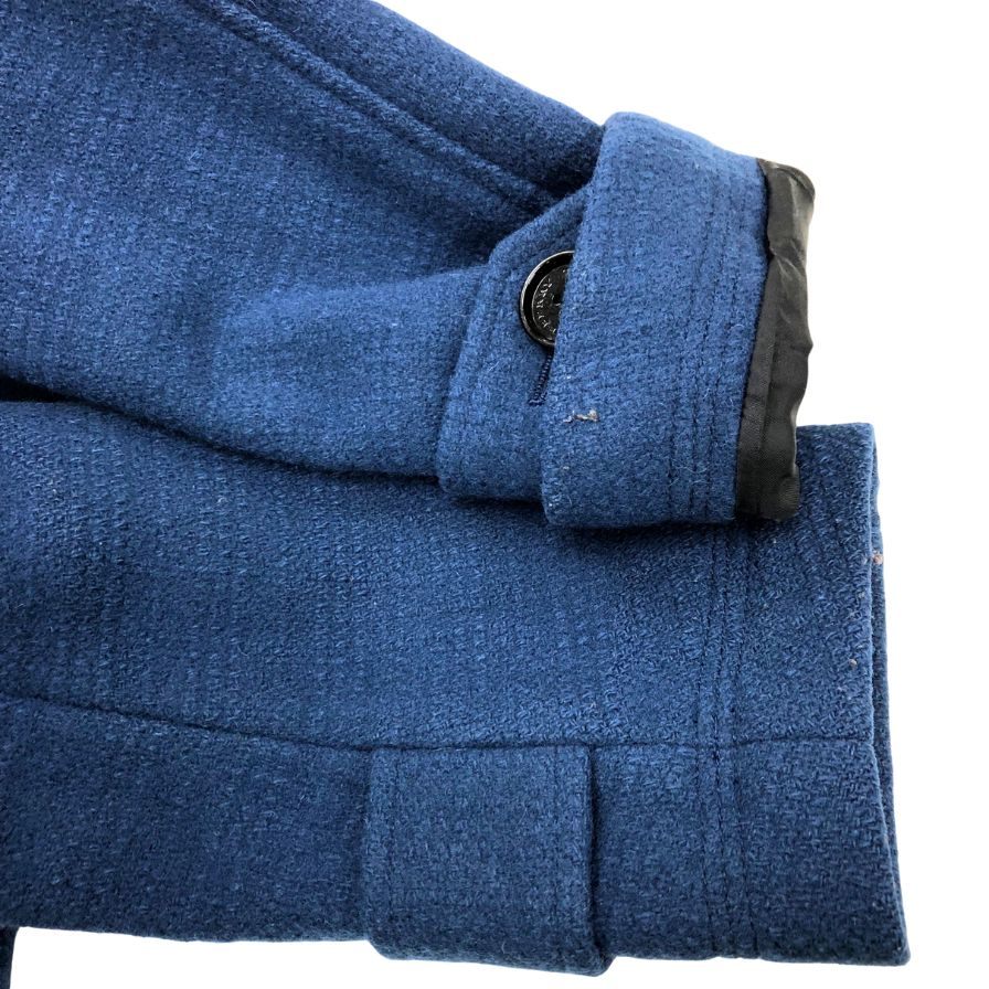 美品◆バーバリー ブラックレーベル ウール Pコート ブルー メンズ Mサイズ BURBERRY BLACK LABEL 【AFA7】