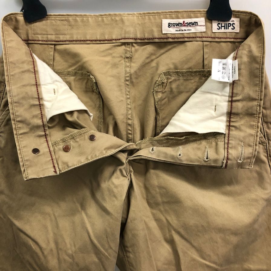 グロウン＆ソーン シップス チノパンツ ボタンフライ ベージュ サイズ30 GROWN&SEWN 【AFB1】