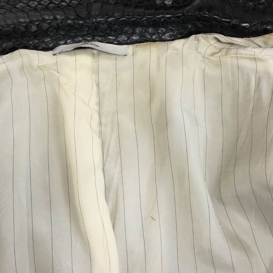 中古■イヴサンローラン パイソン 5Bレザージャケット メンズ サイズ52 ブラック YVES SAINT LAURENT 【AFA17】