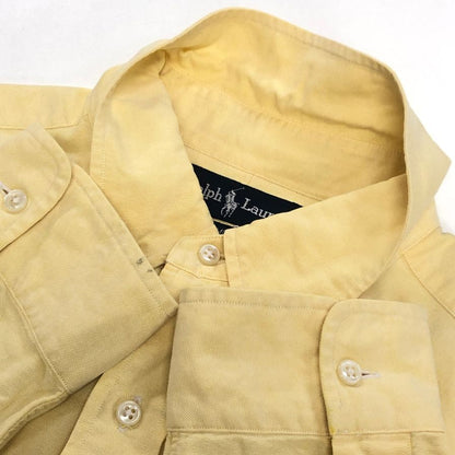 美品◆ラルフローレン ボタンダウンシャツ 90S YARMOUTH 刺繍 イエロー メンズ サイズ16 1/2 Ralph Lauren 【AFB6】