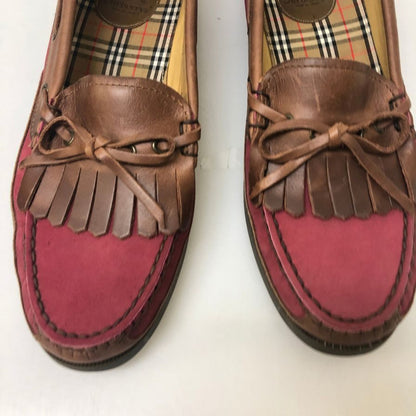 バーバリーズ シューズ デッキシューズ スリッポン レザー×ヌバック インソールノバ柄 メンズ サイズ27cmEEE ブラウン Burberrys 約27.0cm【AFD1】