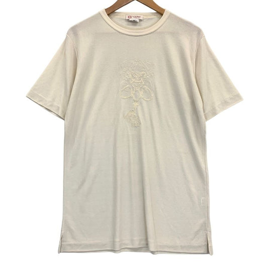 美品◆ロエベ 半袖Tシャツ ロゴ刺繍 ベージュ レディース サイズL LOEWE 【AFB28】
