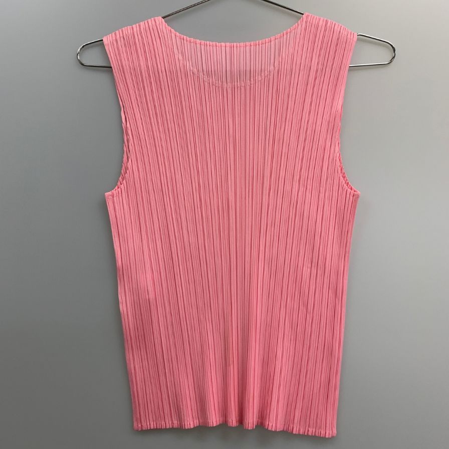美品◆プリーツプリーズ イッセイミヤケ ノースリーブ PP41JK002 ピンク フリーサイズ  PLEATS PLEASE 【AFB15】