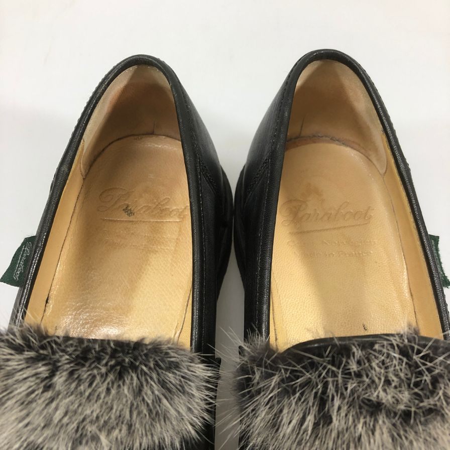 パラブーツ ランス レザーシューズ ミンクファー F59687 ブラック メンズ  サイズ UK6 PARABOOT ビジネスシューズ 約25.0cm【LA】【中古】