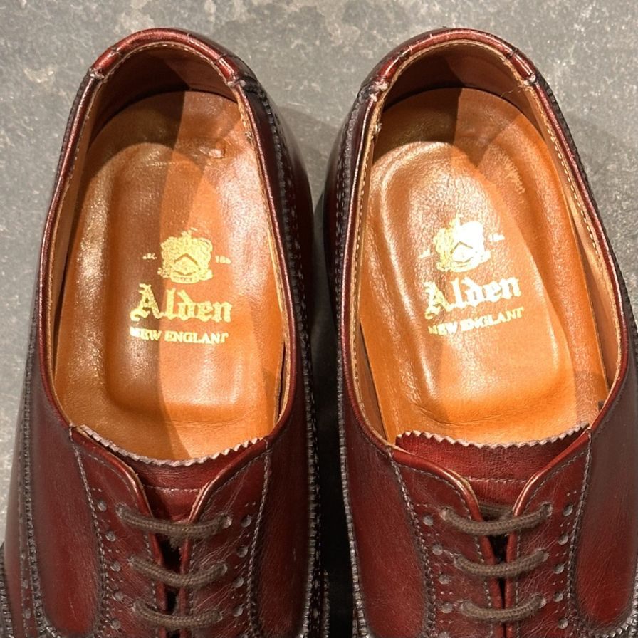 オールデン 929 フルブローグ ガラスレザー バーガンディ サイズUS8C ALDEN ビジネスシューズ 約26.0cm【LA】【中古】